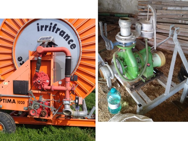 УПОТРЕБЯВАН КОМПЛЕКТ - Поливна макара IRRIFRANCE Optima 1020-100/410 и Тракторна помпа за вода ROVATTI T3-80